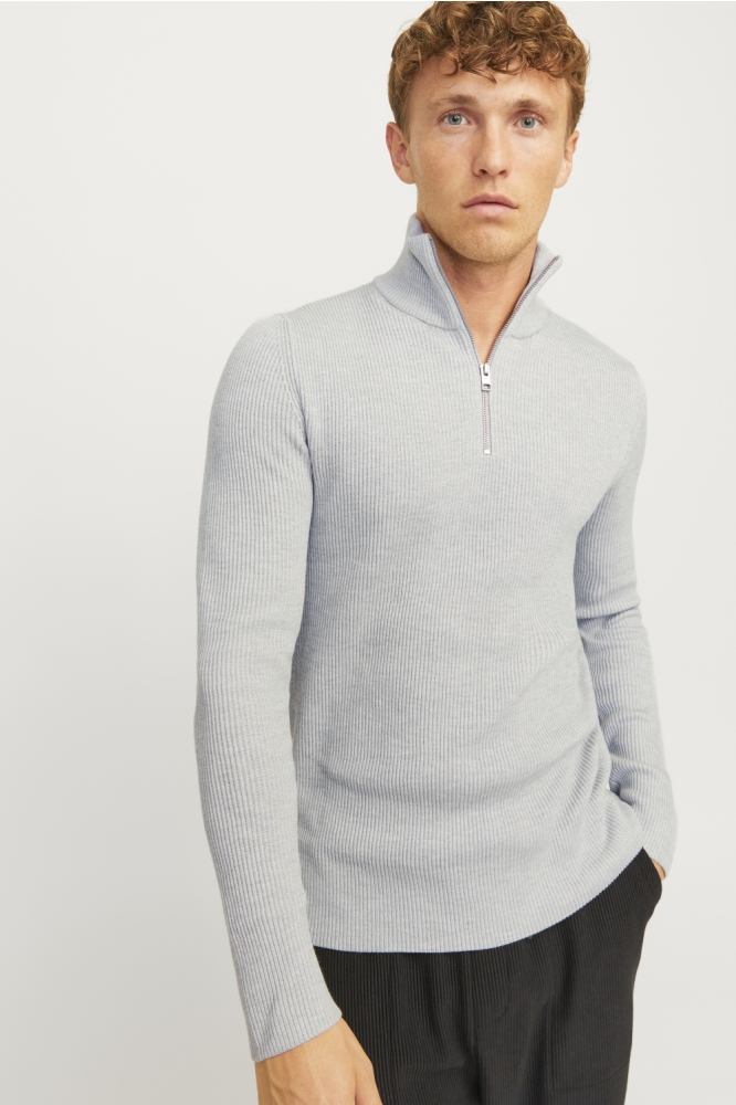 JJEPERFECT KNIT HALF ZIP SN 12257773 Light Grey Melange